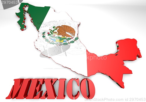 Image of map illustration of Mexico with flag