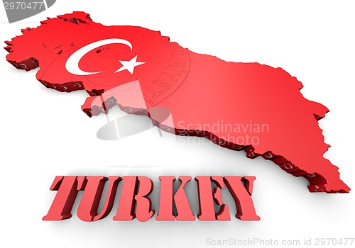 Image of map illustration of Turkey with flag