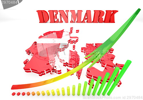 Image of map illustration of Denmark with flag