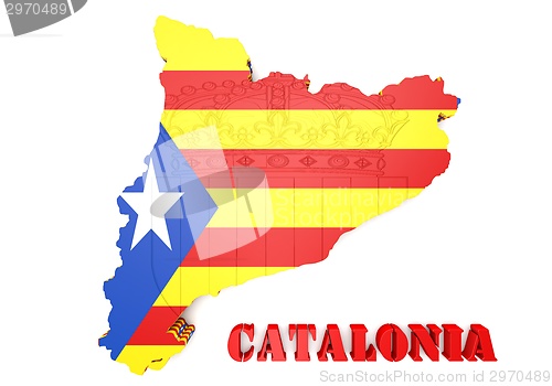 Image of map illustration of Catalonia with flag