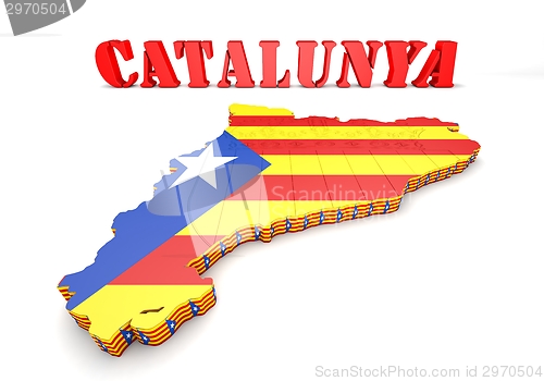 Image of map illustration of Catalonia with flag