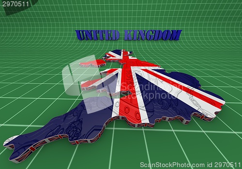 Image of Illustration of United Kingdom map with as Flag