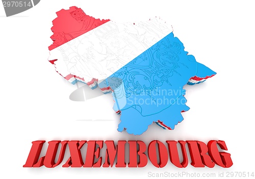 Image of Map illustration of Luxembourg with flag