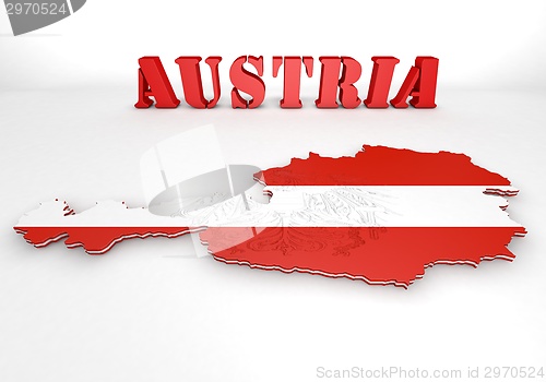 Image of map illustration of Austria with flag