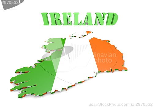 Image of map illustration of Ireland with flag