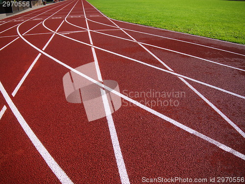 Image of Red racetrack on the stadium