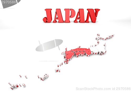 Image of map of Japan with flag