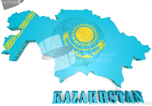 Image of map illustration of Kazakhstan with flag