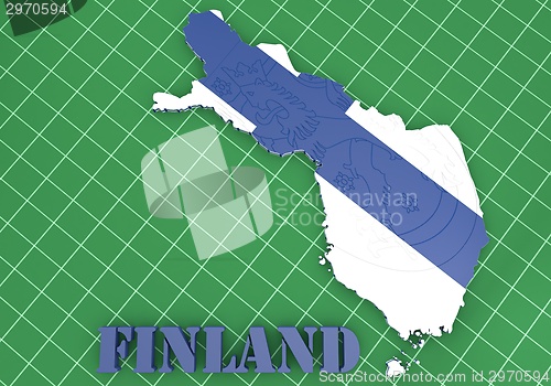 Image of map illustratin of Finland with flag