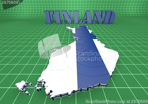 Image of map illustratin of Finland with flag