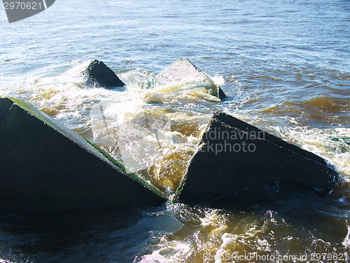 Image of Clear sea water and the big stones