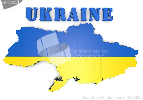 Image of map illustration of Ukraine with flag