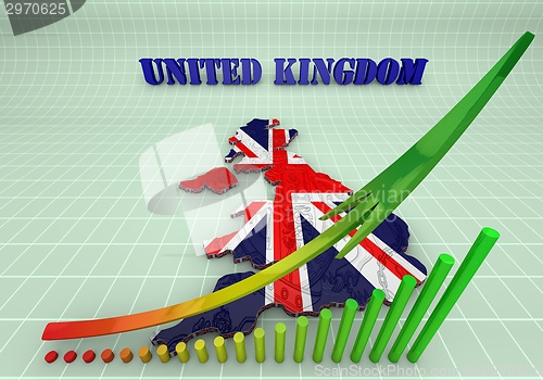 Image of Illustration of United Kingdom map with as Flag