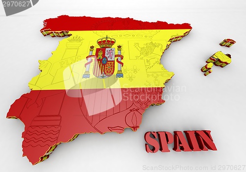 Image of Map of SPAIN with flag