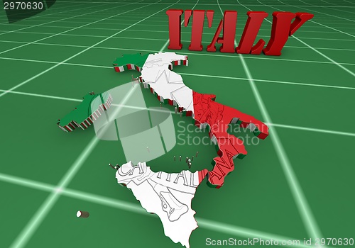 Image of Map of Italy with flag