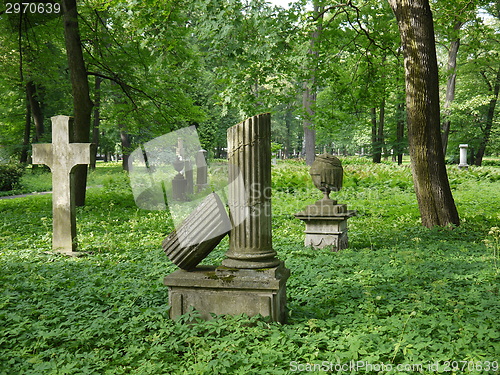 Image of Old cemetery  ruins with crosses