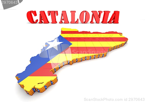 Image of map illustration of Catalonia with flag