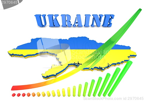 Image of map illustration of Ukraine with flag