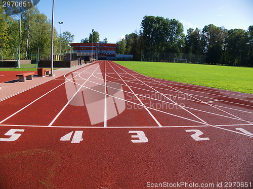 Image of Red racetrack on the stadium