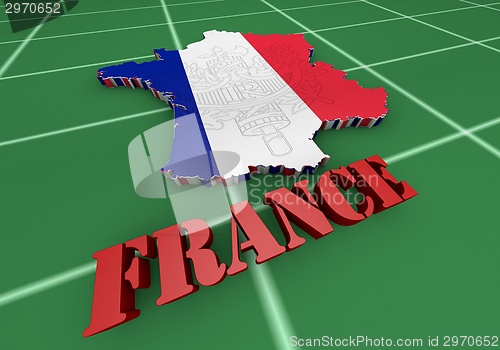 Image of Map of France with flag colors.