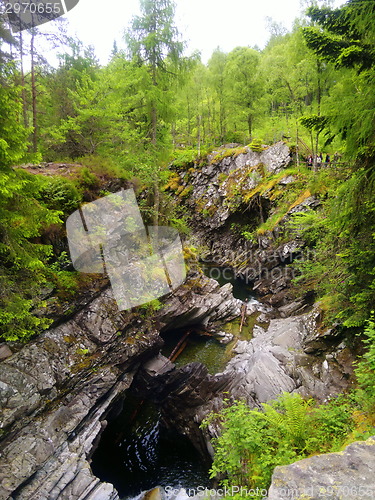 Image of River deep in mountain forest.