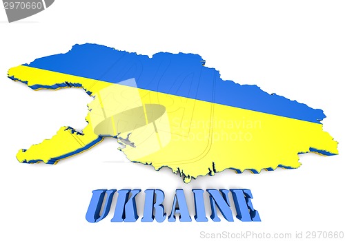 Image of map illustration of Ukraine with flag