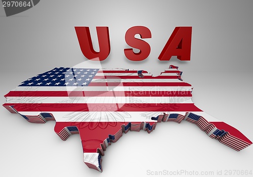 Image of U.S.A. mapped flag in 3D illustration .