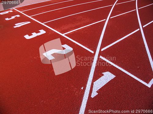 Image of Red racetrack on the stadium