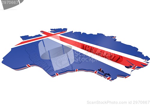 Image of map illustration of Iceland with flag