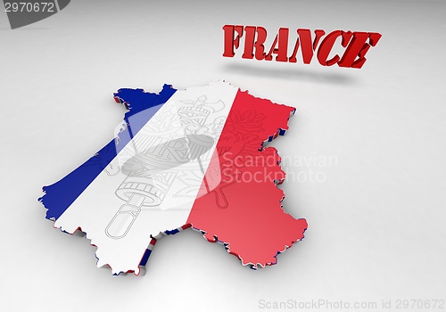 Image of Map of France with flag colors.