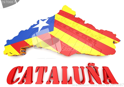 Image of map illustration of Catalonia with flag