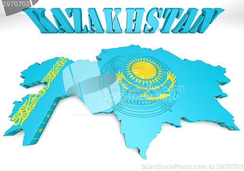 Image of map illustration of Kazakhstan with flag