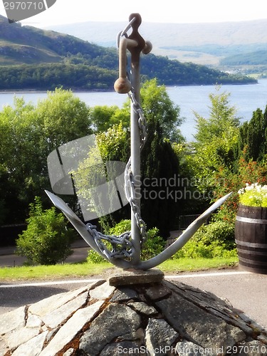 Image of ship's anchor monument