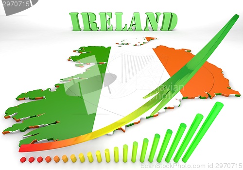 Image of map illustration of Ireland with flag