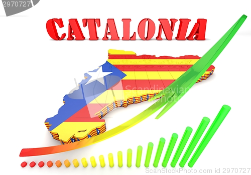 Image of map illustration of Catalonia with flag