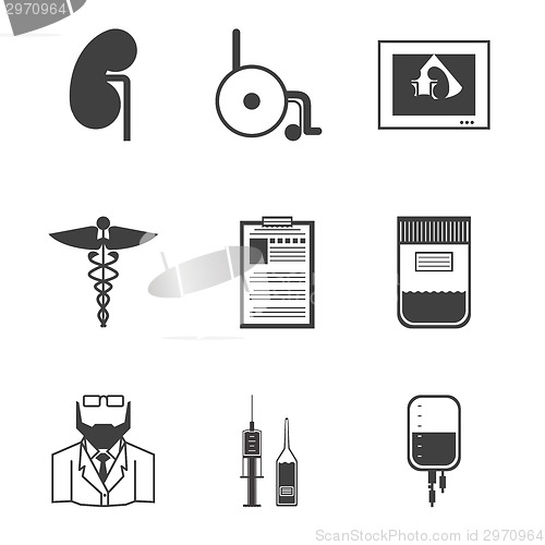 Image of Black vector icons for nephrology