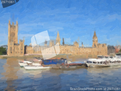 Image of Houses of Parliament oil paint