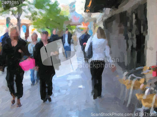 Image of City life oil paint