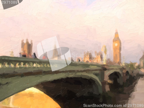Image of Westminster Bridge oil paint