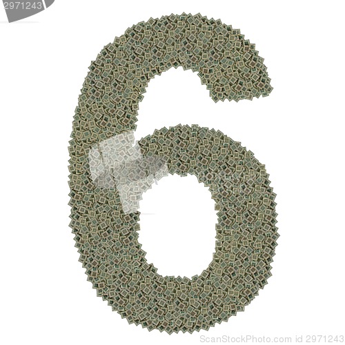 Image of number 6 made of old and dirty microprocessors