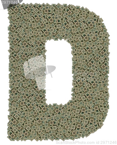 Image of letter D made of old and dirty microprocessors