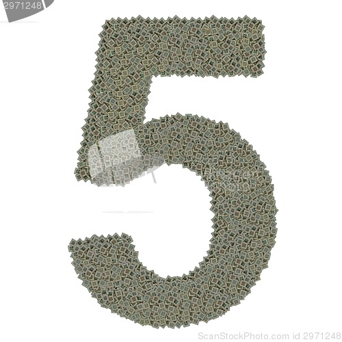 Image of number 5 made of old and dirty microprocessors