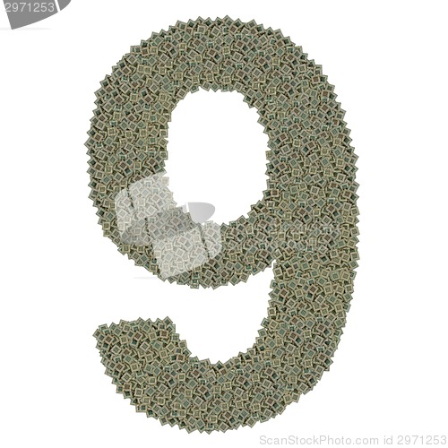 Image of number 9 made of old and dirty microprocessors