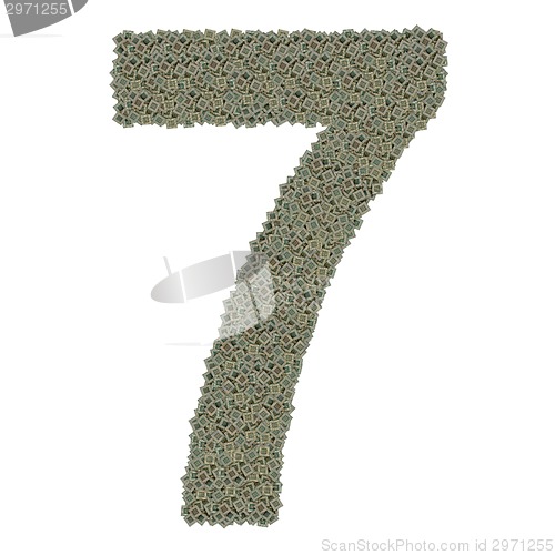 Image of number 7 made of old and dirty microprocessors