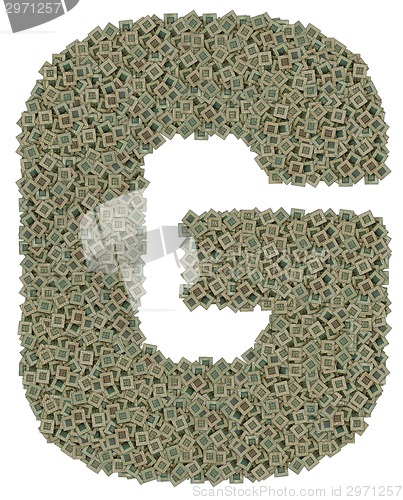 Image of letter G made of old and dirty microprocessors