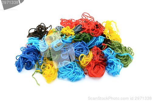 Image of Assorted colourful embroidery threads in a heap