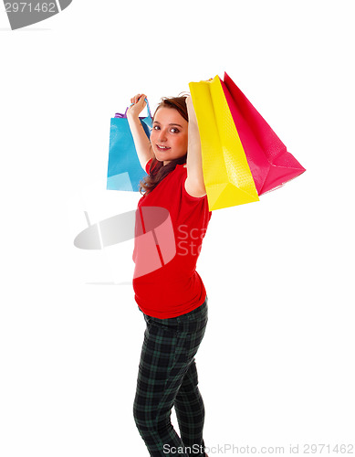 Image of Happy girl with shopping bag's.