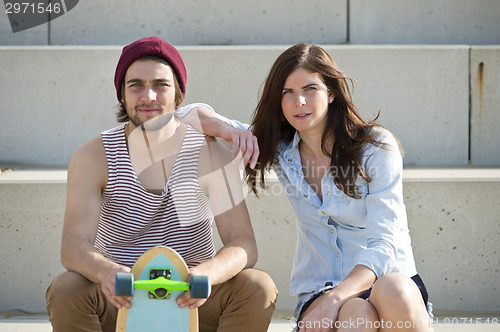 Image of Skateboarding couple