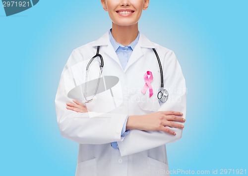 Image of close up of female doctor with stethoscope