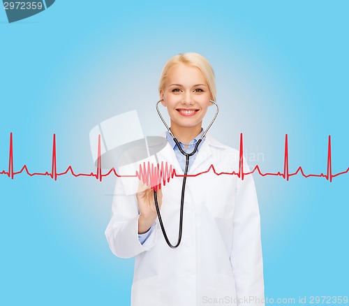 Image of smiling female doctor with stethoscope